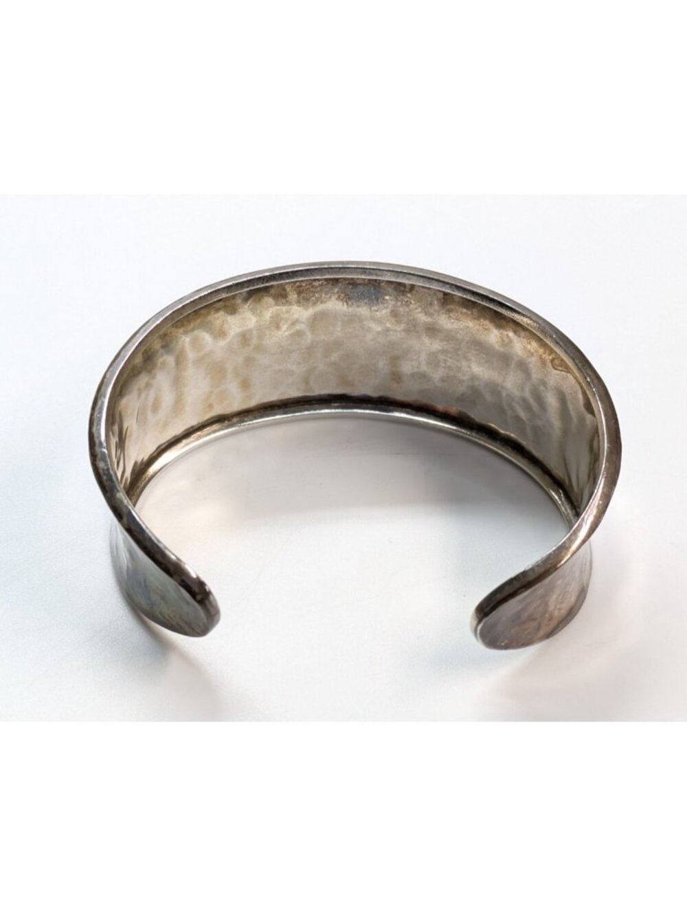Vintage Mexico Sterling Silver 925 Hammered Cuff Bracelet 1" Wide ~ 26.7g - Picture 5 of 7